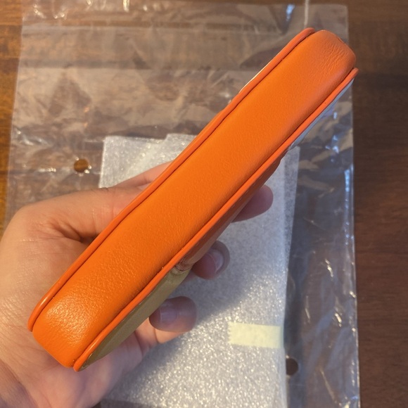 NWT Coach Halloween Candy Corn 5736 Orange Yellow White Leather Zip Coin Pouch - Picture 4 of 9